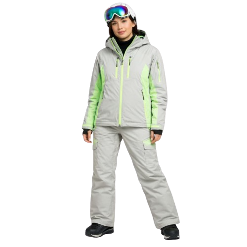 Women’s Grey Panel Snowboard Jacket & Trousers