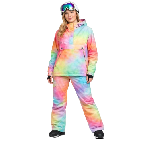 Women’s Colourful Anorak Snowboard Jacket & Trousers